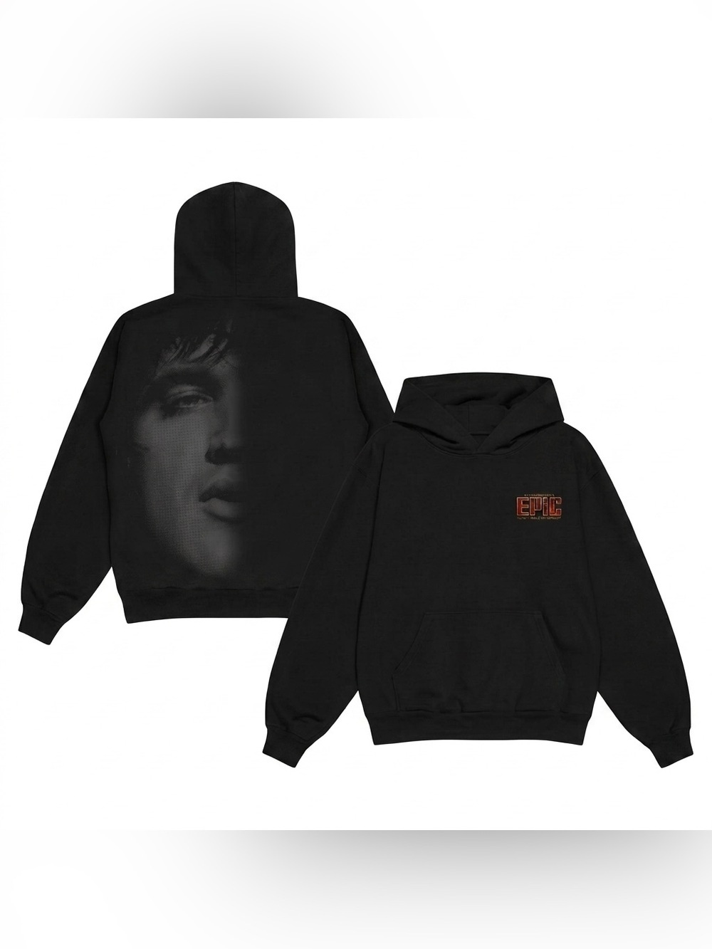 Unisex Elvis Presley In Concert Face Graphic Hoodie in Black